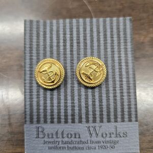 Vintage Coast Guard Button Earrings